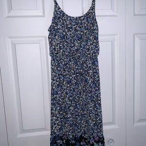 Floral Print Sleeveless Dress - Blue